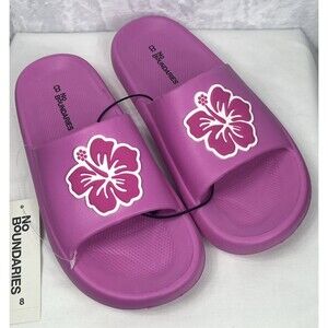 No Boundaries Women's Flower Comfort Slide Shoe Pink Hibiscus Size 8 NEW